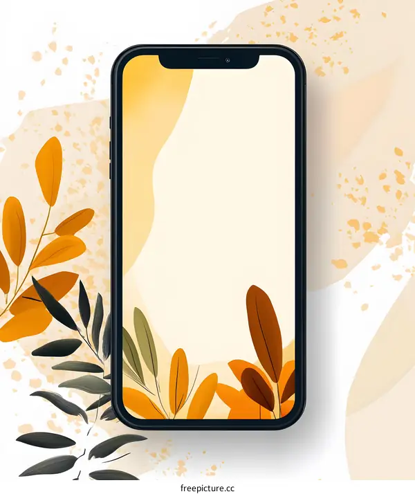Minimalist Phone Background with Autumn Leaves