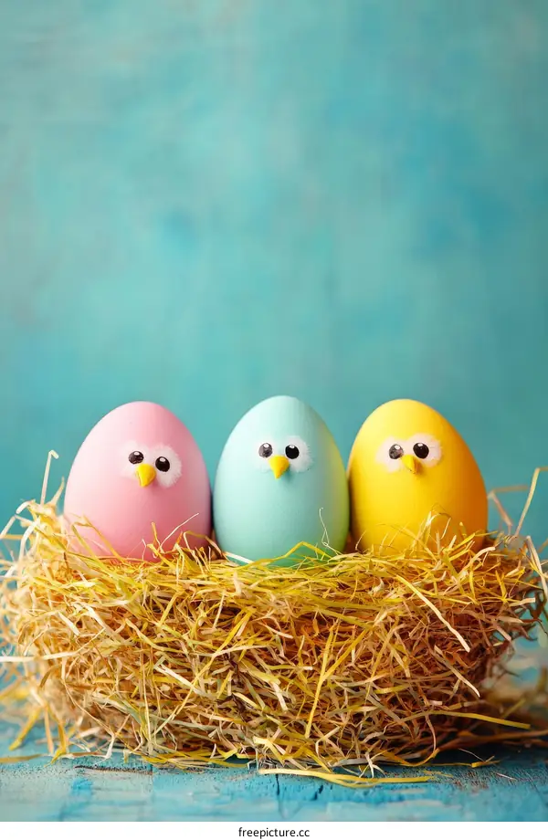 Colorful Easter Eggs in a Nest