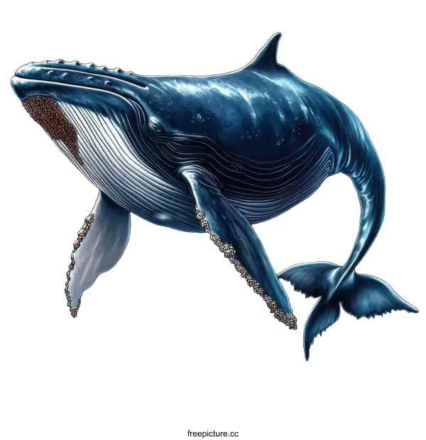 [Transparent Background PNG]Majestic Humpback Whale Illustration