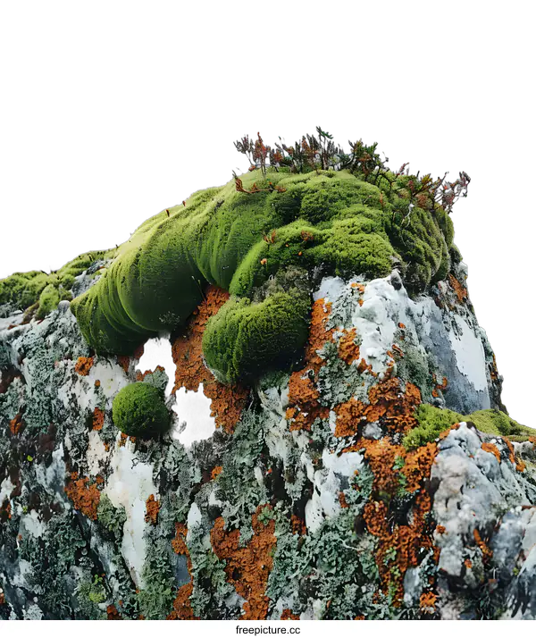 [Transparent Background PNG]Green Moss Growing on a Rock