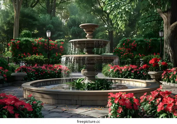 European style garden fountain