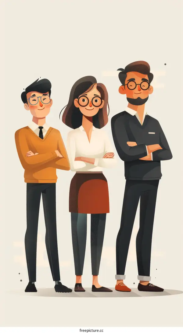 Three business people standing together