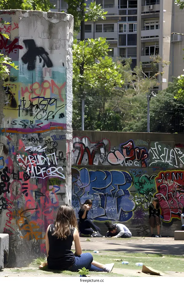 Graffiti on a Wall in a City Park