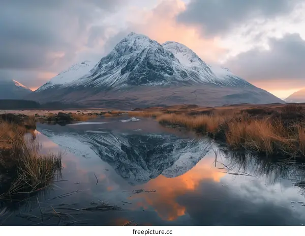Snow-capped Mountain Reflection in the Scottish Highlands