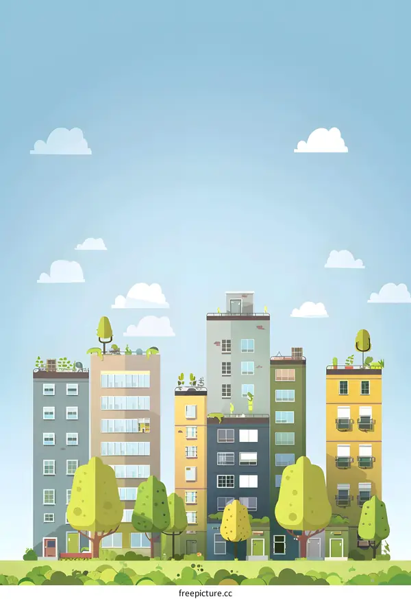 Green Roof Cityscape Illustration