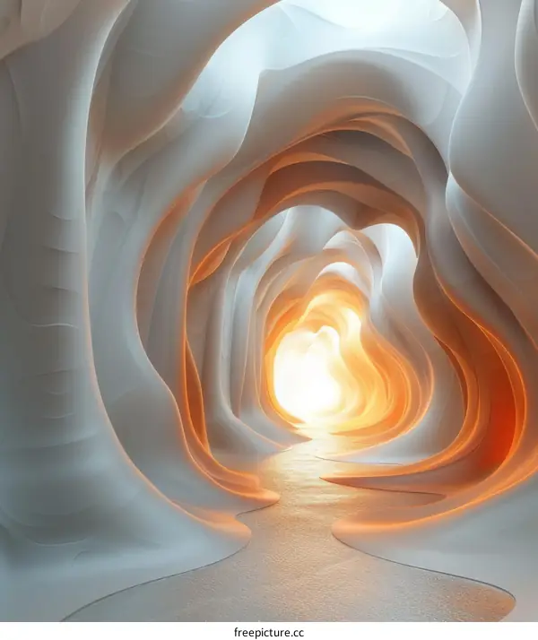 Futuristic Sci-Fi Cave Tunnel With Glowing Light