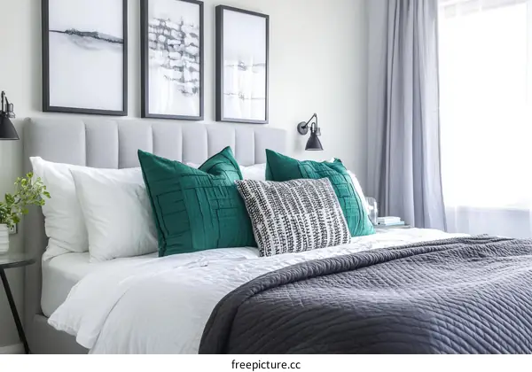 Modern Bedroom with Greenery Accents