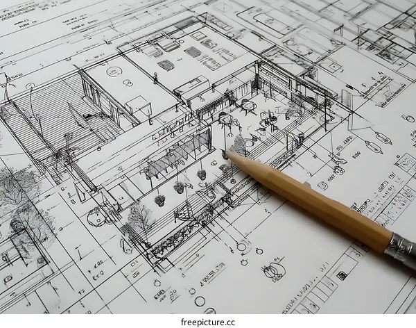 Architectural Building Design Sketch