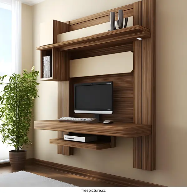 Modern Wall Mounted Desk Design for Home Office