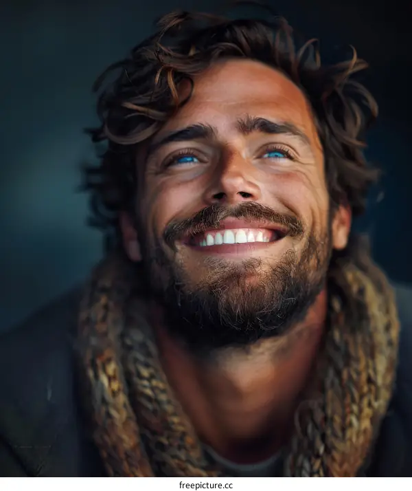 Closeup Portrait of a Smiling Man with a Beautiful Smile
