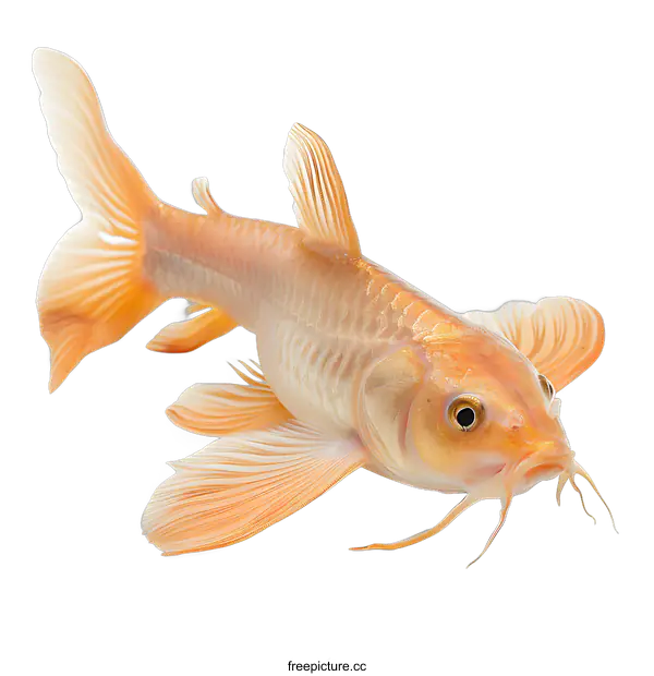 [Transparent Background PNG]Golden Butterfly Tail Fish on White Background