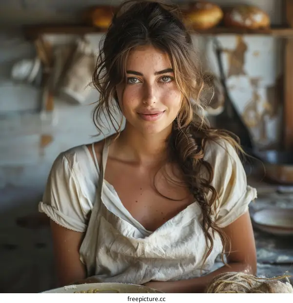 A Portrait of a Young Woman Baker in Her Kitchen