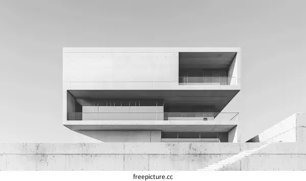 A Minimalist Concrete House Design with Large Windows