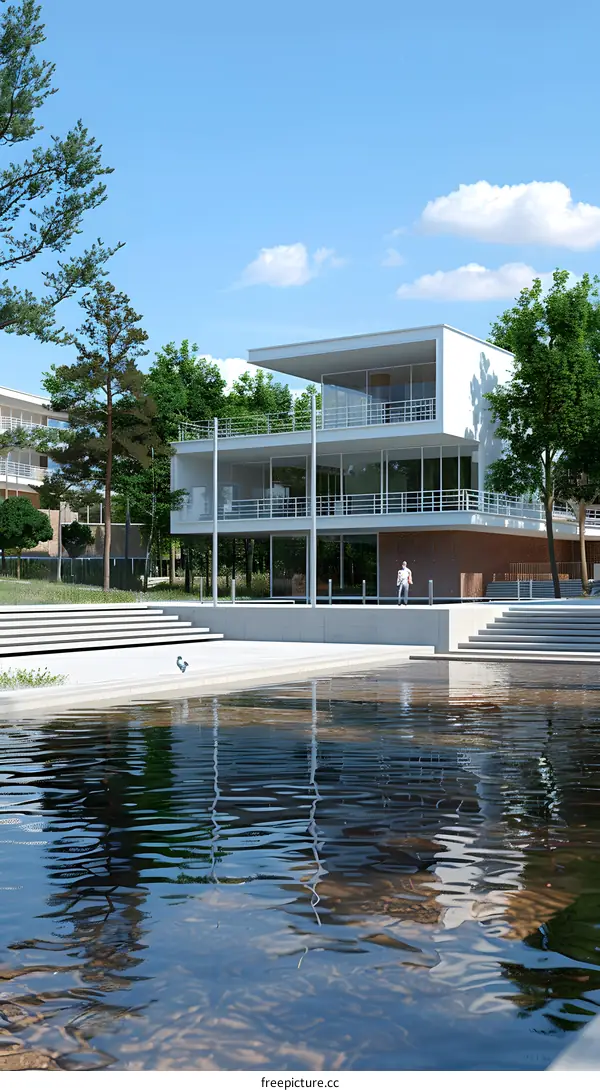 Modern architecture near the lake