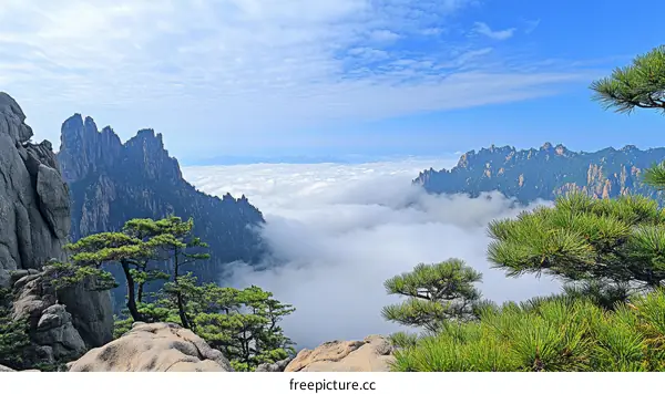 Majestic Mountain Range with Cloudscape