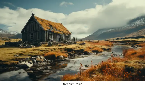 Rural Thatched Roof Cottage with Mountain Views