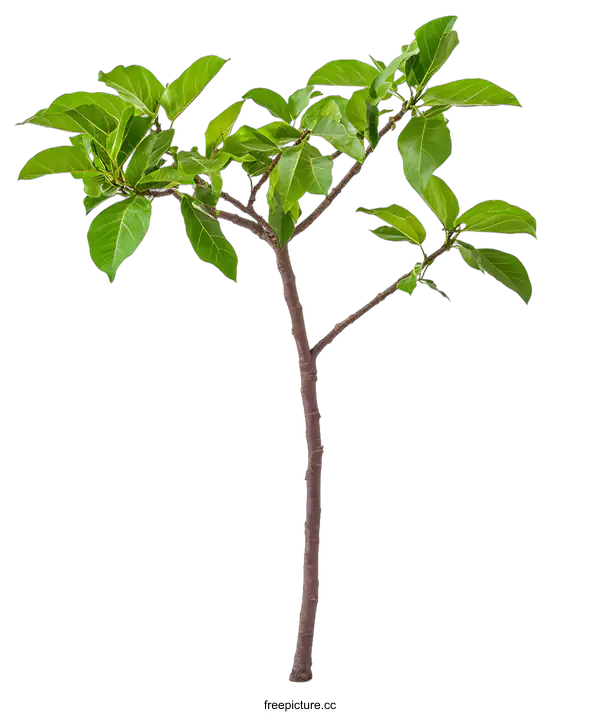 [Transparent Background PNG]Green Plant Branch With Leaves Isolated on White Background