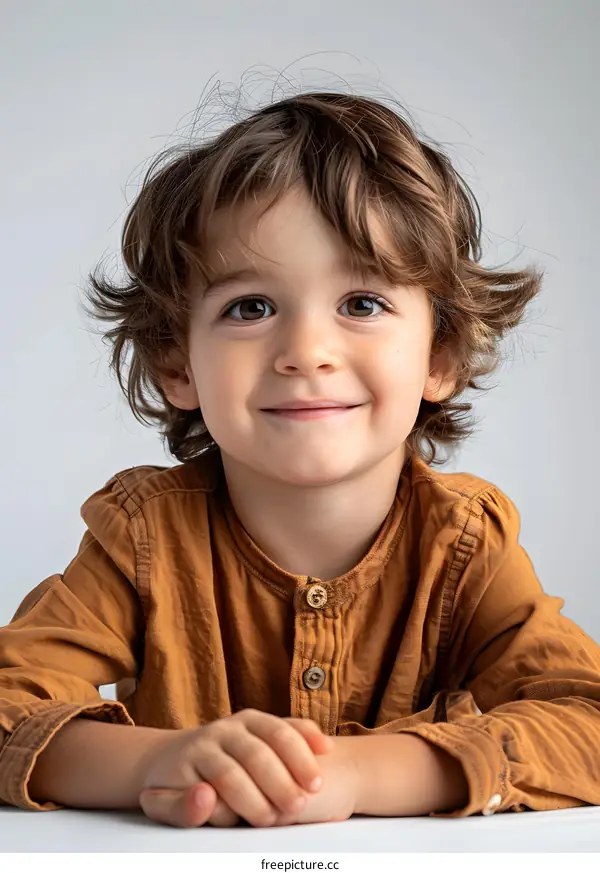 Portrait of a Smiling Boy With Brown Hair