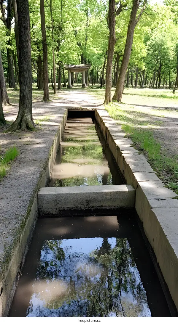 Stone Channel in a Green Forest