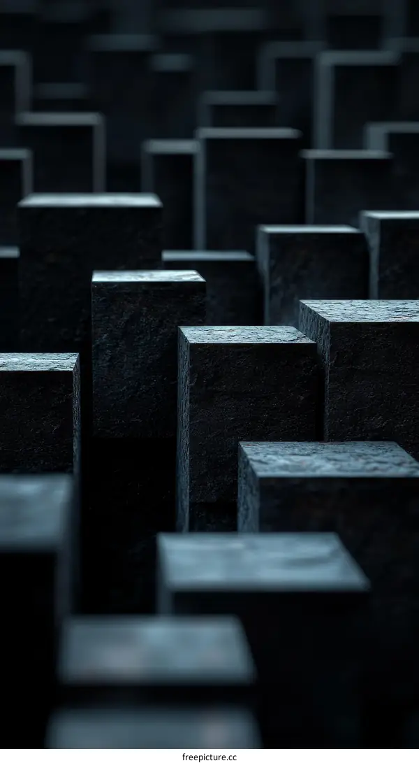 Abstract Dark Cubes Geometric Composition