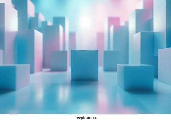 Minimal Empty Blue Podium Stage Showcase Platform Display 3D Rendering Background