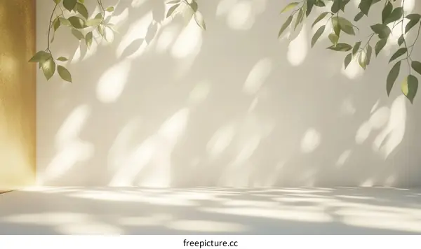 Elegant Empty Display Background with Sunlight and Leaves