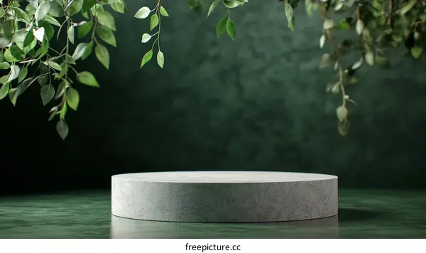 Elegant Green Background Display with Hanging Plants