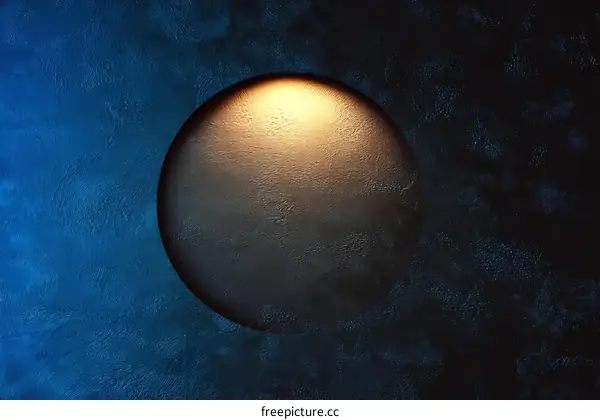 Abstract Blue Concrete Wall with Circle Light