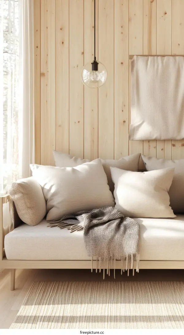 Cozy Modern Wooden Paneling Living Room