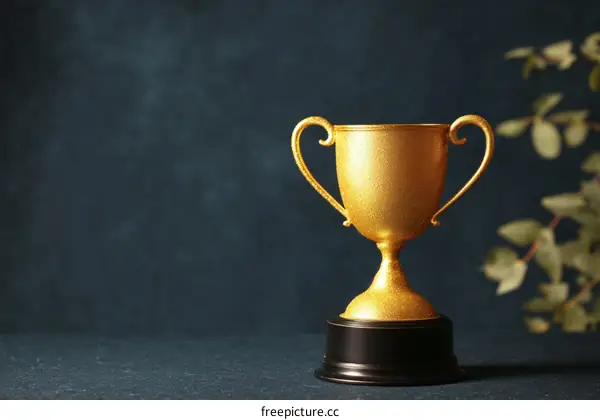 Golden Trophy on Dark Background