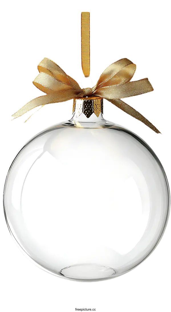 [Transparent Background PNG]Transparent Christmas Ornament with Gold Ribbon