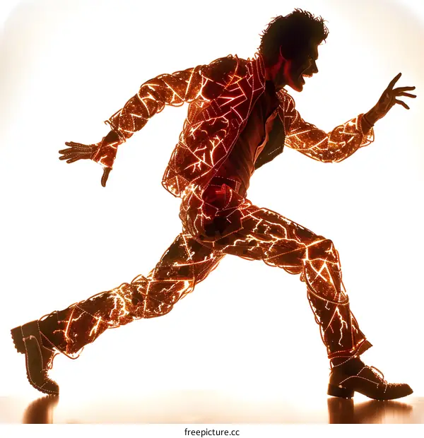 Man Running in Lights