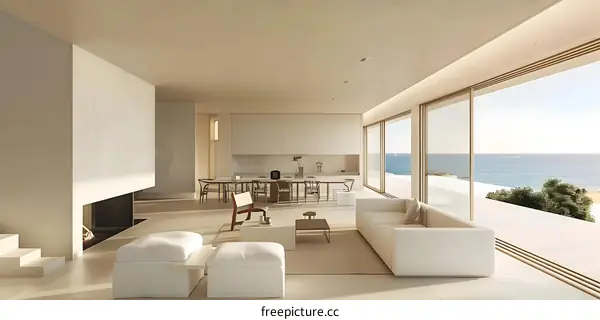 Minimalist Living Room with Ocean View