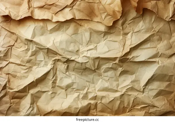 Close-up of crumpled brown paper texture
