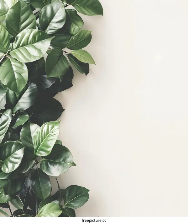 Green Leaves on White Background