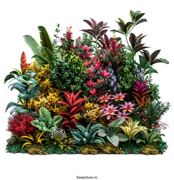 [Transparent Background PNG]Beautiful lush tropical garden