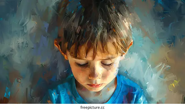 Portrait of a boy with closed eyes
