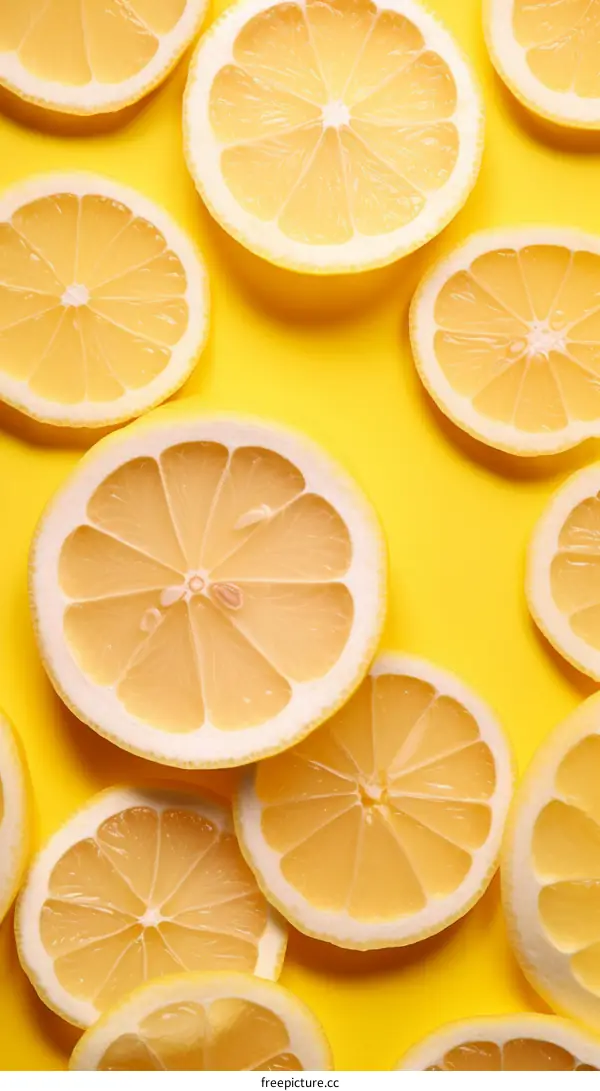 sliced lemons on yellow background