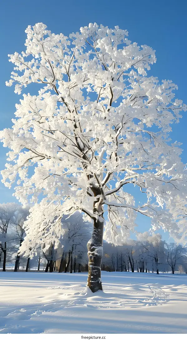Snowy Winter Tree in a Forest