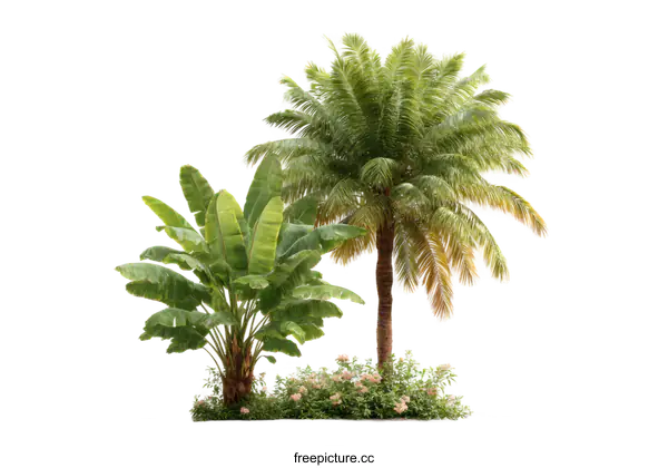[Transparent Background PNG]Tropical Plants Isolated on White Background