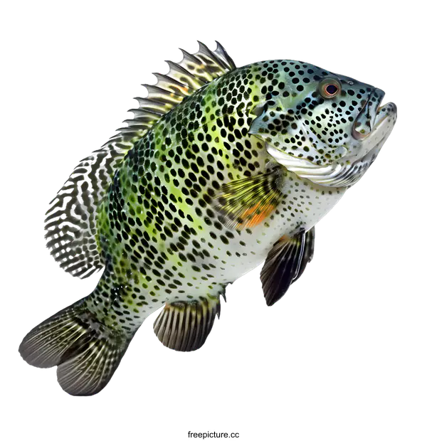 [Transparent Background PNG]Spotted Green Fish Illustration