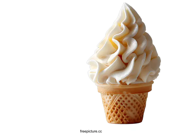 [Transparent Background PNG]A close-up image of a vanilla soft serve ice cream cone