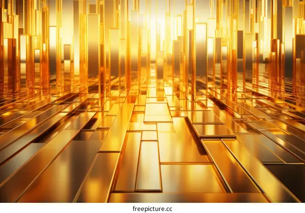 Abstract golden geometric shapes background