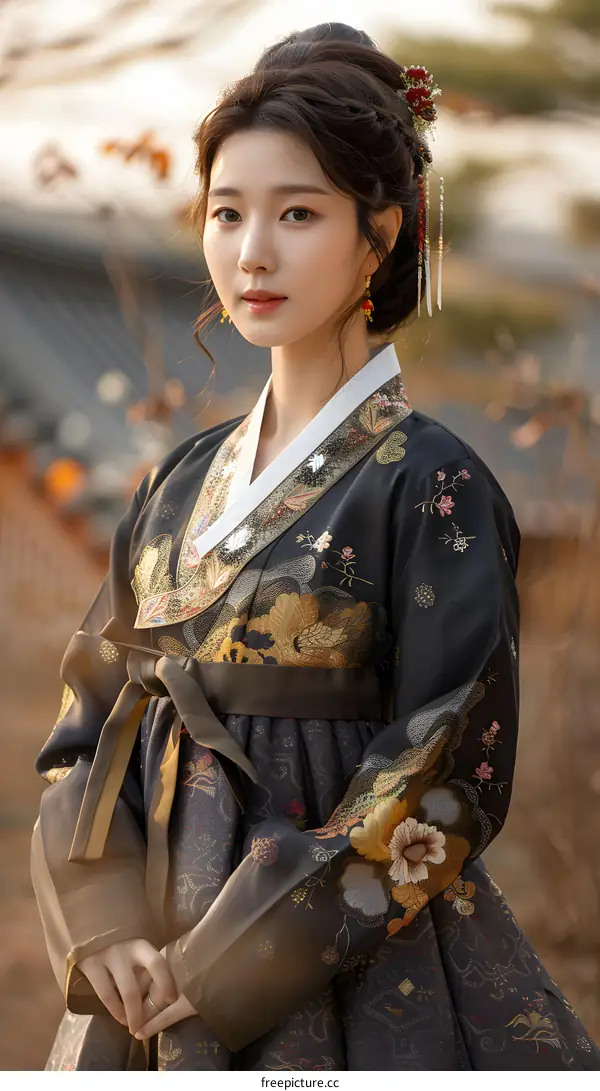 Portrait of a young woman in a hanbok