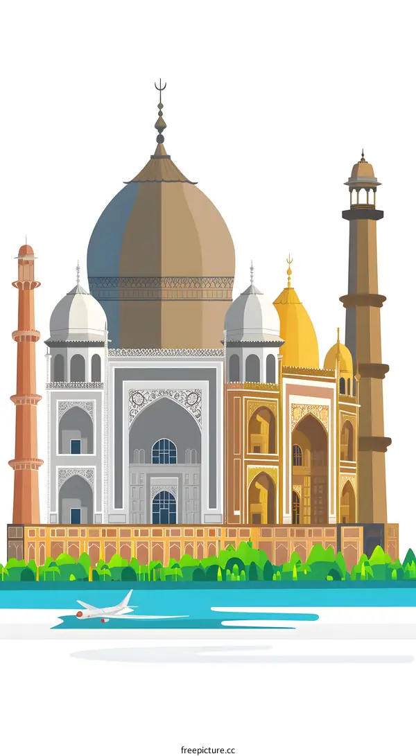 Taj Mahal Illustration With White Background