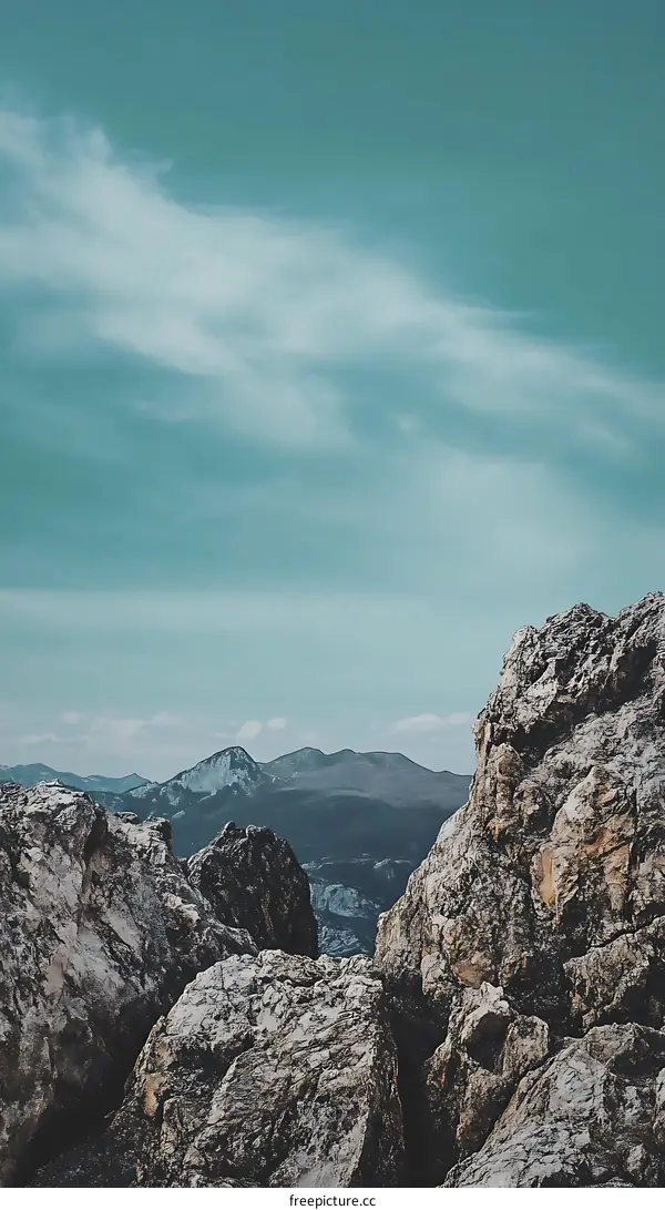 Mountain Range with Blue Sky and Clouds