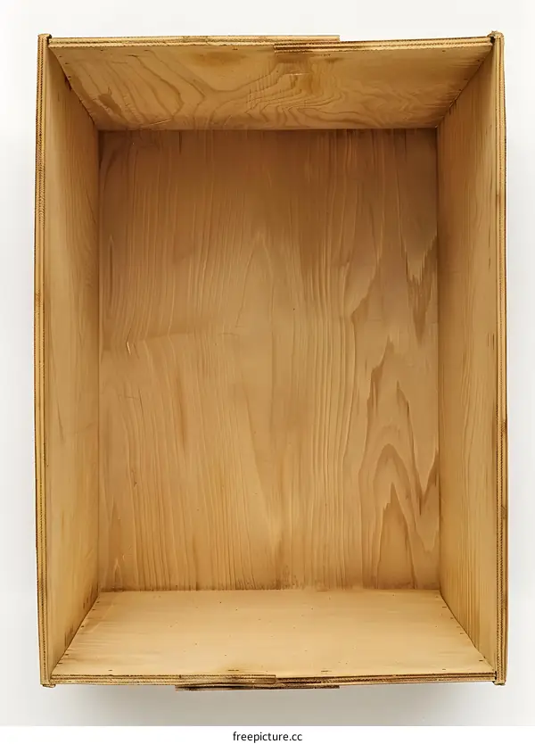 Empty Wooden Box With Light Wood Grain