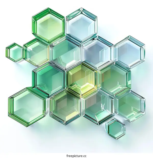 Abstract 3D Hexagon Pattern in Blue and Green