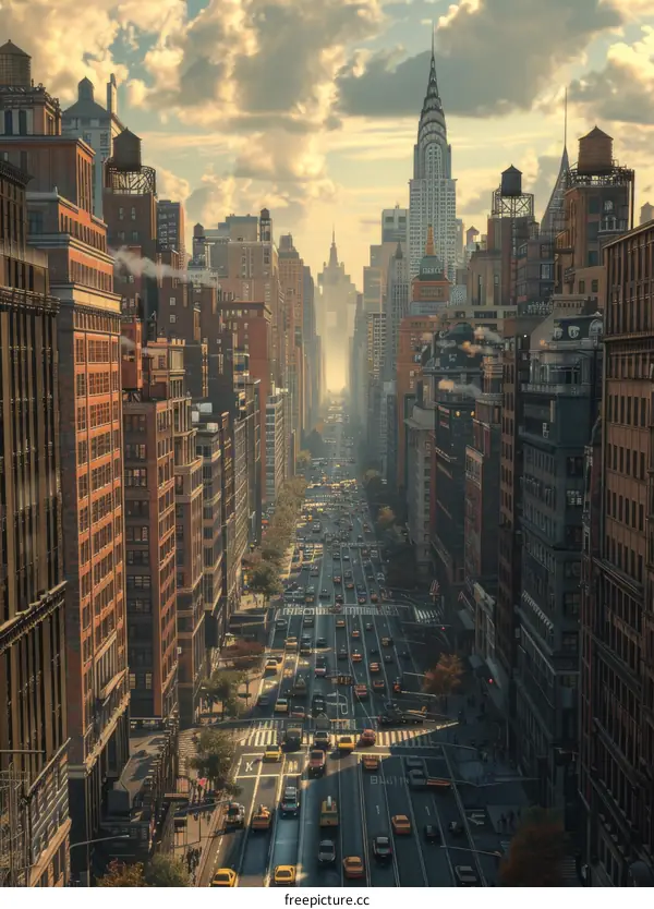 Aerial View of New York City Street