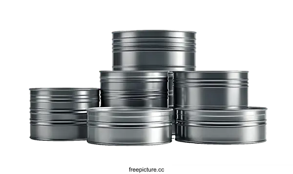 [Transparent Background PNG]Stacked Metal Food Cans Display